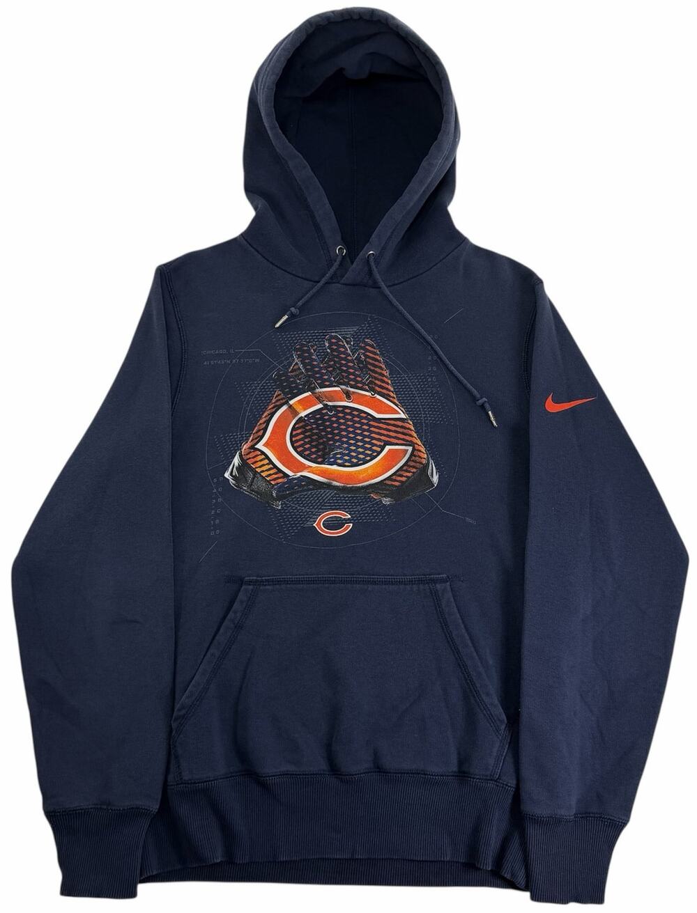 Nike Chicago Bears Hoodie Men's Small NFL Football Pullover Blue Logo Sweatshirt